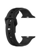 For Apple Watch 10 46mm / Ultra 2 / Ultra 49mm / 9 8 7 45mm / SE (2023) SE (2022) SE 6 5 4 44mm / 3 2 1 42mm Texture Silicone Watch Band - Black