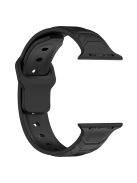 For Apple Watch 10 46mm / Ultra 2 / Ultra 49mm / 9 8 7 45mm / SE (2023) SE (2022) SE 6 5 4 44mm / 3 2 1 42mm Texture Silicone Watch Band - Black