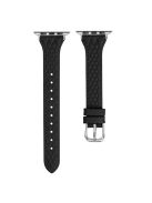 For Apple Watch 10 46mm / Ultra 2 / Ultra 49mm / 9 8 7 45mm / SE (2023) SE (2022) SE 6 5 4 44mm / 3 2 1 42mm Top-Layer Cow Leather Watch Strap - Black