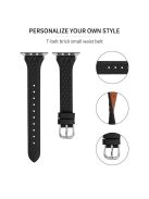 For Apple Watch 10 46mm / Ultra 2 / Ultra 49mm / 9 8 7 45mm / SE (2023) SE (2022) SE 6 5 4 44mm / 3 2 1 42mm Top-Layer Cow Leather Watch Strap - Black