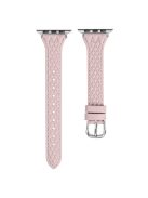 For Apple Watch 10 46mm / Ultra 2 / Ultra 49mm / 9 8 7 45mm / SE (2023) SE (2022) SE 6 5 4 44mm / 3 2 1 42mm Top-Layer Cow Leather Watch Strap - Pink