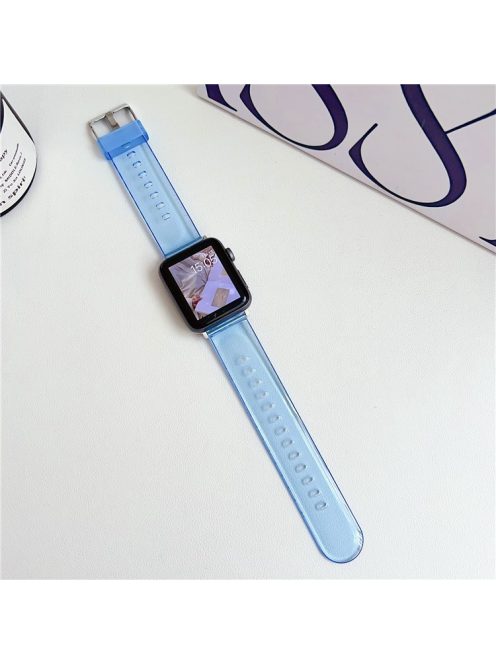 For Apple Watch 10 46mm / Ultra 2 / Ultra 49mm / 9 8 7 45mm / SE (2023) SE (2022) SE 6 5 4 44mm / 3 2 1 42mm TPU Clear Watch Band - Transparent Blue