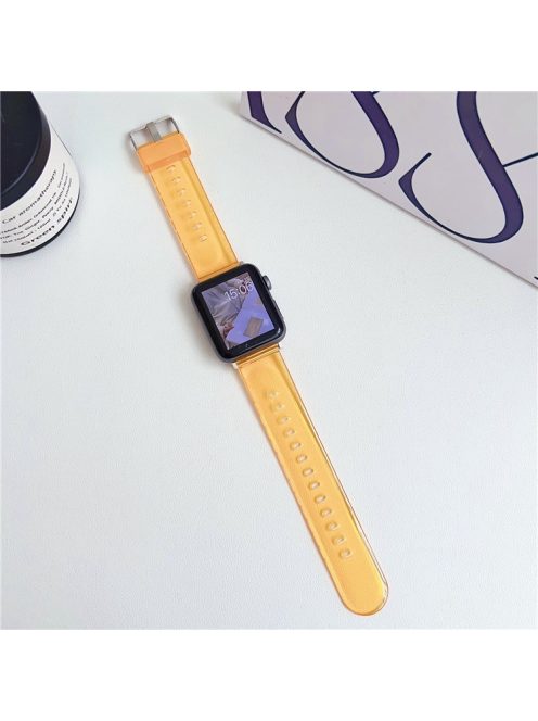 For Apple Watch 10 46mm / Ultra 2 / Ultra 49mm / 9 8 7 45mm / SE (2023) SE (2022) SE 6 5 4 44mm / 3 2 1 42mm TPU Clear Watch Band - Transparent Light Orange