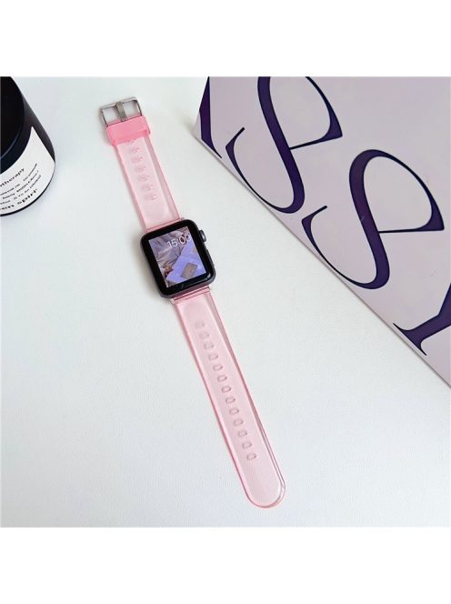 For Apple Watch 10 46mm / Ultra 2 / Ultra 49mm / 9 8 7 45mm / SE (2023) SE (2022) SE 6 5 4 44mm / 3 2 1 42mm TPU Clear Watch Band - Transparent Pink