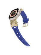 For Apple Watch 10 46mm / Ultra 2 / Ultra 49mm / 9 8 7 45mm / SE (2023) SE (2022) SE 6 5 4 44mm / 3 2 1 42mm TPU Wrist Strap - Blue+Gold