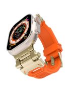 For Apple Watch 10 46mm / Ultra 2 / Ultra 49mm / 9 8 7 45mm / SE (2023) SE (2022) SE 6 5 4 44mm / 3 2 1 42mm TPU Wrist Strap - Orange+Gold