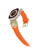 For Apple Watch 10 46mm / Ultra 2 / Ultra 49mm / 9 8 7 45mm / SE (2023) SE (2022) SE 6 5 4 44mm / 3 2 1 42mm TPU Wrist Strap - Orange+Gold