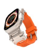 For Apple Watch 10 46mm / Ultra 2 / Ultra 49mm / 9 8 7 45mm / SE (2023) SE (2022) SE 6 5 4 44mm / 3 2 1 42mm TPU Wrist Strap - Orange+Titanium