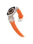 For Apple Watch 10 46mm / Ultra 2 / Ultra 49mm / 9 8 7 45mm / SE (2023) SE (2022) SE 6 5 4 44mm / 3 2 1 42mm TPU Wrist Strap - Orange+Titanium