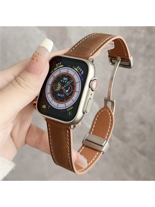 For Apple Watch 10 46mm / Ultra 2 / Ultra 49mm / 9 8 7 45mm / SE (2023) SE (2022) SE 6 5 4 44mm / 3 2 1 42mm Vintage Watch Strap - Matte Brown