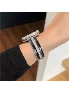 For Apple Watch 10 46mm / Ultra 2 / Ultra 49mm / 9 8 7 45mm / SE (2023) SE (2022) SE 6 5 4 44mm / 3 2 1 42mm Watch Band Epoxy Metal Strap - Silver+Black