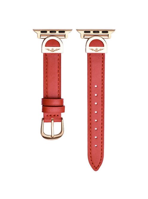 For Apple Watch 10 46mm / Ultra 2 / Ultra 49mm / 9 8 7 45mm / SE (2023) SE (2022) SE 6 5 4 44mm / 3 2 1 42mm Watch Band Microfiber Leather Strap - Red