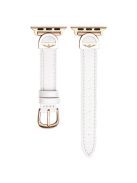 For Apple Watch 10 46mm / Ultra 2 / Ultra 49mm / 9 8 7 45mm / SE (2023) SE (2022) SE 6 5 4 44mm / 3 2 1 42mm Watch Band Microfiber Leather Strap - White