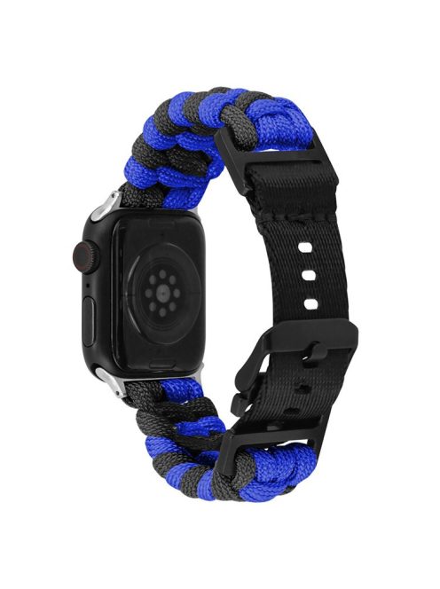 For Apple Watch 10 46mm / Ultra 2 / Ultra 49mm / 9 8 7 45mm / SE (2023) SE (2022) SE 6 5 4 44mm / 3 2 1 42mm Watch Band Nylon Rope Strap - Blue+Black