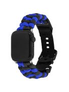 For Apple Watch 10 46mm / Ultra 2 / Ultra 49mm / 9 8 7 45mm / SE (2023) SE (2022) SE 6 5 4 44mm / 3 2 1 42mm Watch Band Nylon Rope Strap - Blue+Black