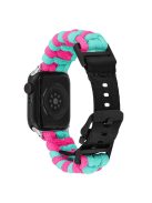 For Apple Watch 10 46mm / Ultra 2 / Ultra 49mm / 9 8 7 45mm / SE (2023) SE (2022) SE 6 5 4 44mm / 3 2 1 42mm Watch Band Nylon Rope Strap - Lake Blue+Pink