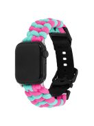 For Apple Watch 10 46mm / Ultra 2 / Ultra 49mm / 9 8 7 45mm / SE (2023) SE (2022) SE 6 5 4 44mm / 3 2 1 42mm Watch Band Nylon Rope Strap - Lake Blue+Pink