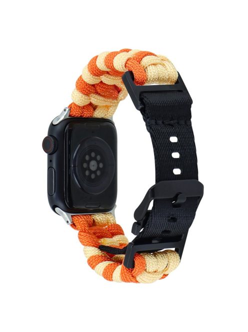 For Apple Watch 10 46mm / Ultra 2 / Ultra 49mm / 9 8 7 45mm / SE (2023) SE (2022) SE 6 5 4 44mm / 3 2 1 42mm Watch Band Nylon Rope Strap - Orange+Yellow