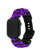 For Apple Watch 10 46mm / Ultra 2 / Ultra 49mm / 9 8 7 45mm / SE (2023) SE (2022) SE 6 5 4 44mm / 3 2 1 42mm Watch Band Nylon Rope Strap - Purple+Black