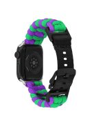 For Apple Watch 10 46mm / Ultra 2 / Ultra 49mm / 9 8 7 45mm / SE (2023) SE (2022) SE 6 5 4 44mm / 3 2 1 42mm Watch Band Nylon Rope Strap - Purple+Green