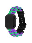 For Apple Watch 10 46mm / Ultra 2 / Ultra 49mm / 9 8 7 45mm / SE (2023) SE (2022) SE 6 5 4 44mm / 3 2 1 42mm Watch Band Nylon Rope Strap - Purple+Green