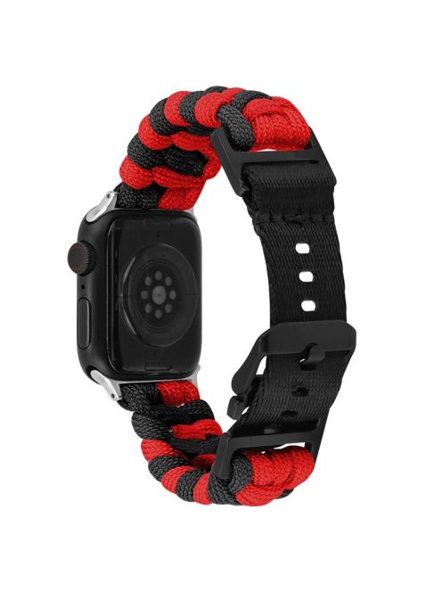 For Apple Watch 10 46mm / Ultra 2 / Ultra 49mm / 9 8 7 45mm / SE (2023) SE (2022) SE 6 5 4 44mm / 3 2 1 42mm Watch Band Nylon Rope Strap - Red+Black