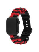 For Apple Watch 10 46mm / Ultra 2 / Ultra 49mm / 9 8 7 45mm / SE (2023) SE (2022) SE 6 5 4 44mm / 3 2 1 42mm Watch Band Nylon Rope Strap - Red+Black