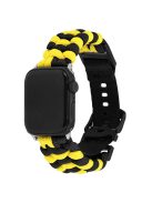 For Apple Watch 10 46mm / Ultra 2 / Ultra 49mm / 9 8 7 45mm / SE (2023) SE (2022) SE 6 5 4 44mm / 3 2 1 42mm Watch Band Nylon Rope Strap - Yellow+Black