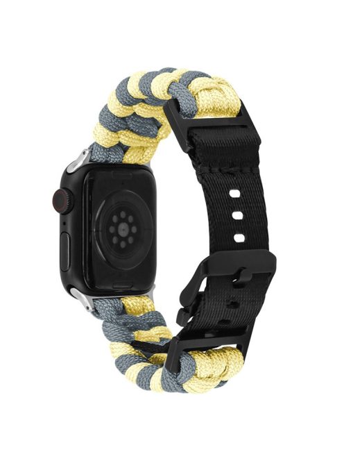 For Apple Watch 10 46mm / Ultra 2 / Ultra 49mm / 9 8 7 45mm / SE (2023) SE (2022) SE 6 5 4 44mm / 3 2 1 42mm Watch Band Nylon Rope Strap - Yellow+Grey