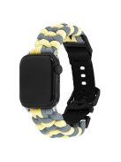 For Apple Watch 10 46mm / Ultra 2 / Ultra 49mm / 9 8 7 45mm / SE (2023) SE (2022) SE 6 5 4 44mm / 3 2 1 42mm Watch Band Nylon Rope Strap - Yellow+Grey