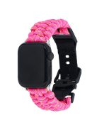 For Apple Watch 10 46mm / Ultra 2 / Ultra 49mm / 9 8 7 45mm / SE (2023) SE (2022) SE 6 5 4 44mm / 3 2 1 42mm Watch Band Nylon Rope Strap - Yellow+Pink