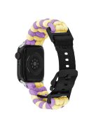 For Apple Watch 10 46mm / Ultra 2 / Ultra 49mm / 9 8 7 45mm / SE (2023) SE (2022) SE 6 5 4 44mm / 3 2 1 42mm Watch Band Nylon Rope Strap - Yellow+Purple