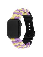 For Apple Watch 10 46mm / Ultra 2 / Ultra 49mm / 9 8 7 45mm / SE (2023) SE (2022) SE 6 5 4 44mm / 3 2 1 42mm Watch Band Nylon Rope Strap - Yellow+Purple