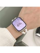 For Apple Watch 10 46mm / Ultra 2 / Ultra 49mm / 9 8 7 45mm / SE (2023) SE (2022) SE 6 5 4 44mm / 3 2 1 42mm Watch Band Pearls Bracelet - Bowknot / White