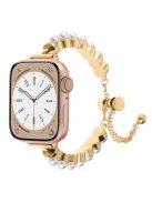 For Apple Watch 10 46mm / Ultra 2 / Ultra 49mm / 9 8 7 45mm / SE (2023) SE (2022) SE 6 5 4 44mm / 3 2 1 42mm Watch Band Pearls Bracelet - Gold