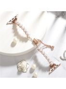 For Apple Watch 10 46mm / Ultra 2 / Ultra 49mm / 9 8 7 45mm / SE (2023) SE (2022) SE 6 5 4 44mm / 3 2 1 42mm Watch Band Pearls Bracelet - Rose Gold