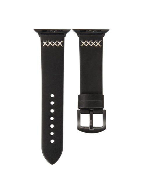 For Apple Watch 10 46mm / Ultra 2 / Ultra 49mm / 9 8 7 45mm / SE (2023) SE (2022) SE 6 5 4 44mm / 3 2 1 42mm Watch Band PU Leather - Black