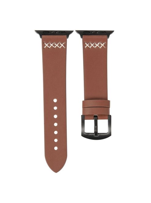 For Apple Watch 10 46mm / Ultra 2 / Ultra 49mm / 9 8 7 45mm / SE (2023) SE (2022) SE 6 5 4 44mm / 3 2 1 42mm Watch Band PU Leather - Brown