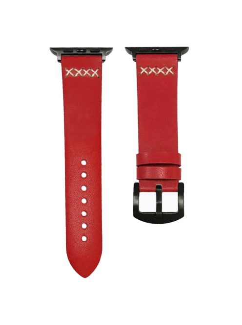 For Apple Watch 10 46mm / Ultra 2 / Ultra 49mm / 9 8 7 45mm / SE (2023) SE (2022) SE 6 5 4 44mm / 3 2 1 42mm Watch Band PU Leather - Red