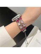 For Apple Watch 10 46mm / Ultra 2 / Ultra 49mm / 9 8 7 45mm / SE (2023) SE (2022) SE 6 5 4 44mm / 3 2 1 42mm Watch Band Rhinestone Chain Bracelet - Pink