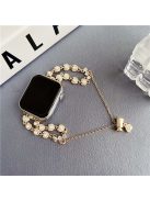 For Apple Watch 10 46mm / Ultra 2 / Ultra 49mm / 9 8 7 45mm / SE (2023) SE (2022) SE 6 5 4 44mm / 3 2 1 42mm Watch Band Rhinestone Pearls - Gold