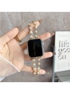 For Apple Watch 10 46mm / Ultra 2 / Ultra 49mm / 9 8 7 45mm / SE (2023) SE (2022) SE 6 5 4 44mm / 3 2 1 42mm Watch Band Rhinestone Pearls - Gold