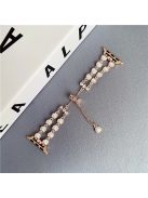 For Apple Watch 10 46mm / Ultra 2 / Ultra 49mm / 9 8 7 45mm / SE (2023) SE (2022) SE 6 5 4 44mm / 3 2 1 42mm Watch Band Rhinestone Pearls - Rose Gold