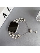 For Apple Watch 10 46mm / Ultra 2 / Ultra 49mm / 9 8 7 45mm / SE (2023) SE (2022) SE 6 5 4 44mm / 3 2 1 42mm Watch Band Rhinestone Pearls - Silver