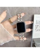 For Apple Watch 10 46mm / Ultra 2 / Ultra 49mm / 9 8 7 45mm / SE (2023) SE (2022) SE 6 5 4 44mm / 3 2 1 42mm Watch Band Rhinestone Pearls - Silver