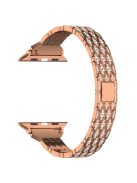 For Apple Watch 10 46mm / Ultra 2 / Ultra 49mm / 9 8 7 45mm / SE (2023) SE (2022) SE 6 5 4 44mm / 3 2 1 42mm Watch Band Rhinestone Strap - Rose Gold