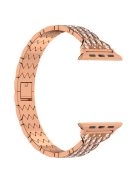 For Apple Watch 10 46mm / Ultra 2 / Ultra 49mm / 9 8 7 45mm / SE (2023) SE (2022) SE 6 5 4 44mm / 3 2 1 42mm Watch Band Rhinestone Strap - Rose Gold