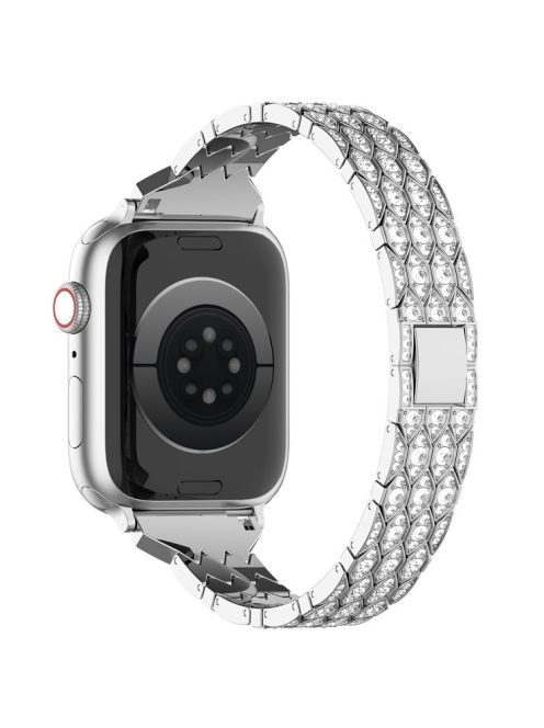 For Apple Watch 10 46mm / Ultra 2 / Ultra 49mm / 9 8 7 45mm / SE (2023) SE (2022) SE 6 5 4 44mm / 3 2 1 42mm Watch Band Rhinestone Strap - Silver