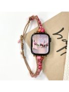 For Apple Watch 10 46mm / Ultra 2 / Ultra 49mm / 9 8 7 45mm / SE (2023) SE (2022) SE 6 5 4 44mm / 3 2 1 42mm Watch Band Stones Braided Bracelet - Pink