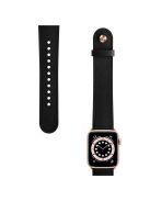 For Apple Watch 10 46mm / Ultra 2 / Ultra 49mm / 9 8 7 45mm / SE (2023) SE (2022) SE 6 5 4 44mm / 3 2 1 42mm Watch Band Strap - Black+Rose Gold Rivet